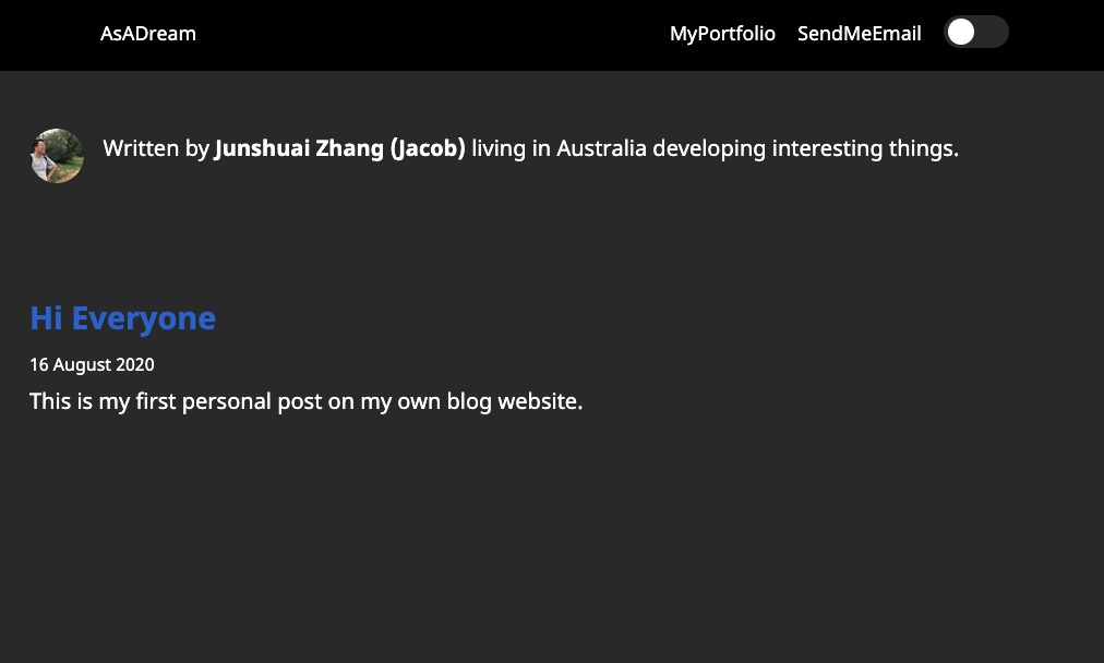 Screenshot of AsADream project website